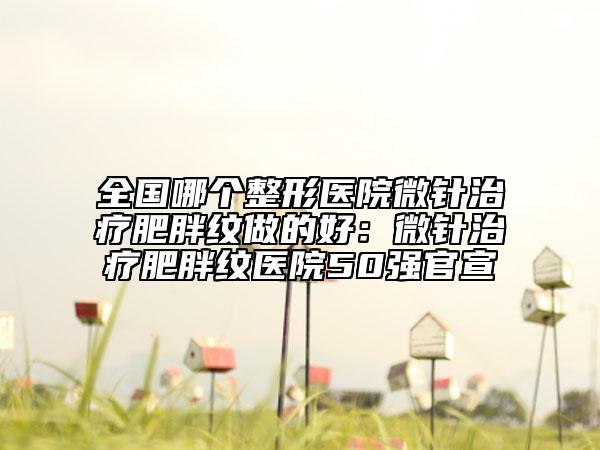 全国哪个整形医院微针治疗肥胖纹做的好：微针治疗肥胖纹医院50强官宣